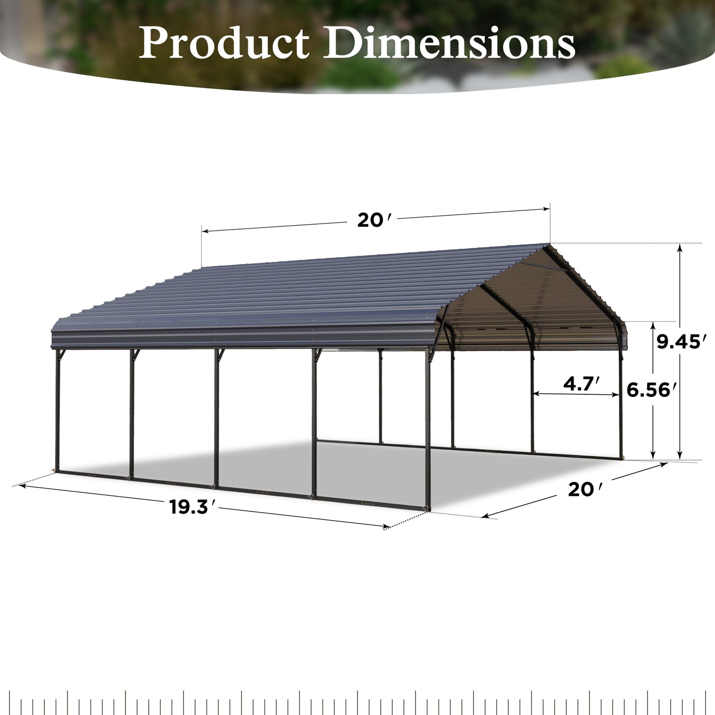 Alpha Joy 20' x 20' Heavy Duty Carport with Galvanized Steel Roof Cars Garage Shelter