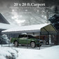 Alpha Joy 20' x 20' Heavy Duty Galvanized Steel Carport with Side Walls Multi-Purpose Shelter