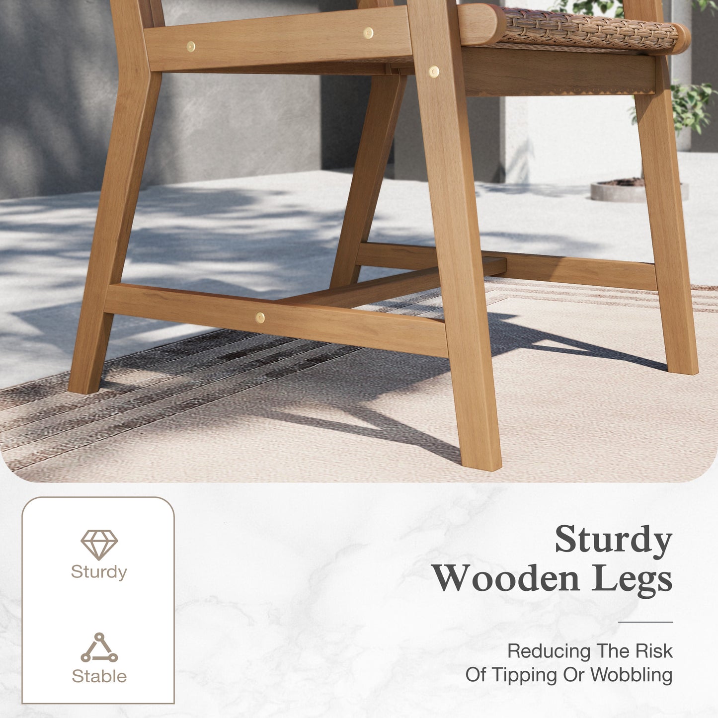 Sophia & William 9 Pieces Acacia Wood Outdoor Patio Dining Set Wicker Rattan Chairs and Rectangle Table Furniture Set for Lawn, Garden, Backyard, Light Brown