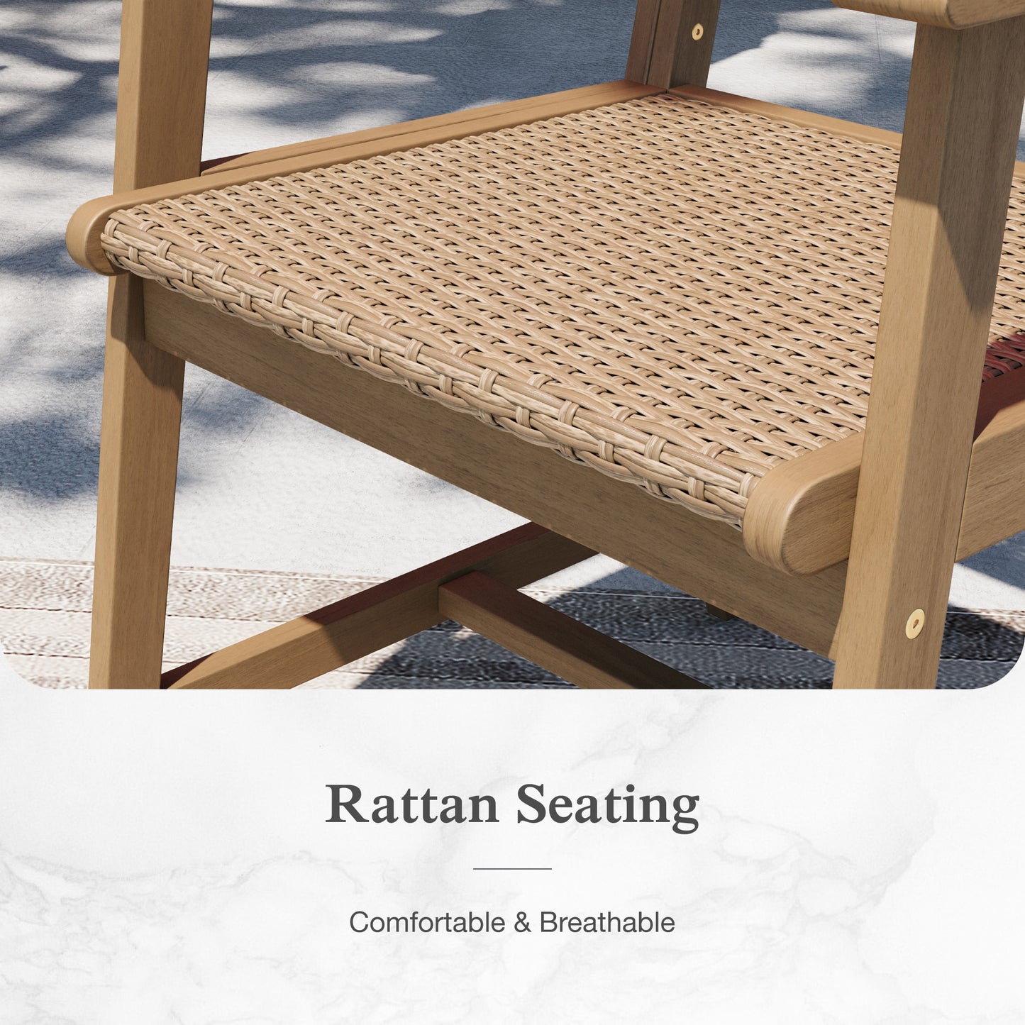 Sophia & William 9 Pieces Acacia Wood Outdoor Patio Dining Set Wicker Rattan Chairs and Rectangle Table Furniture Set for Lawn, Garden, Backyard, Light Brown