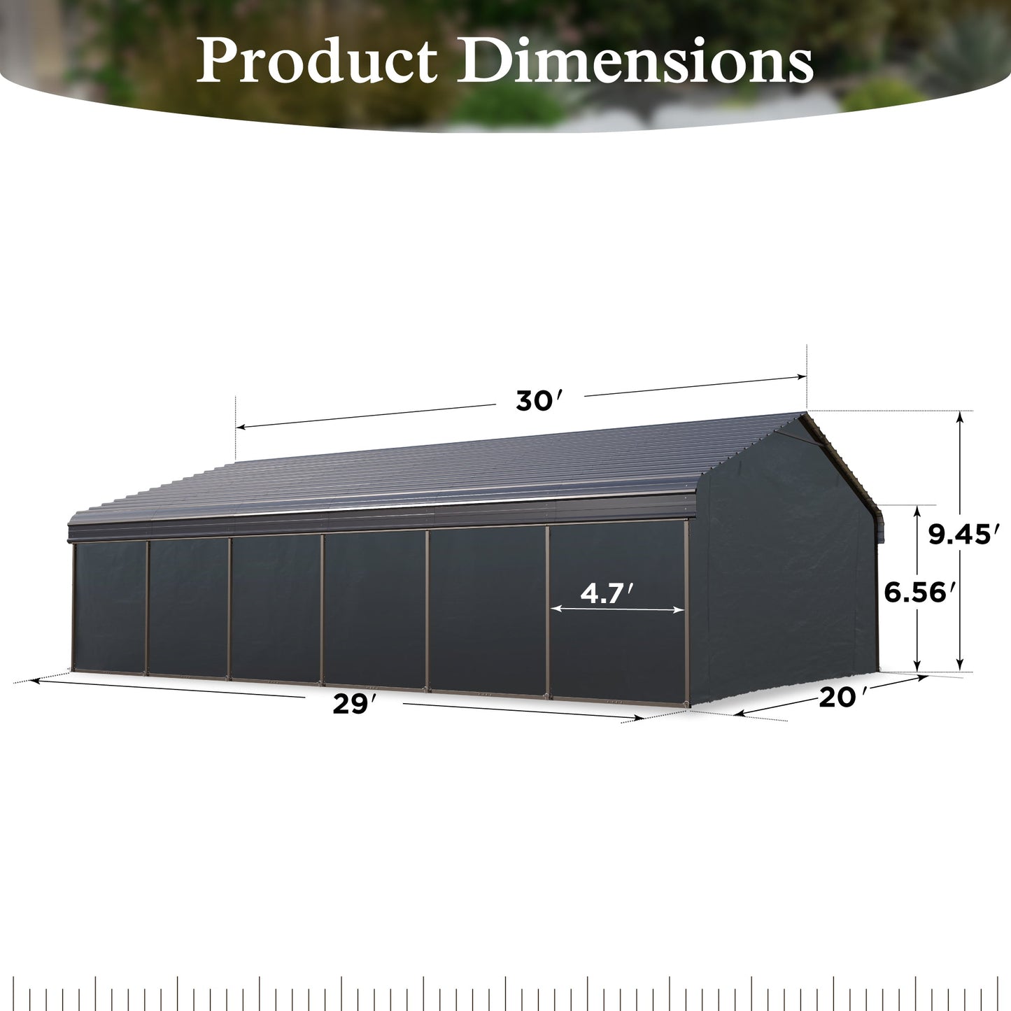 Alpha Joy 20' x 30' Heavy Duty Galvanized Steel Carport with Side Walls Multi-Purpose Shelter