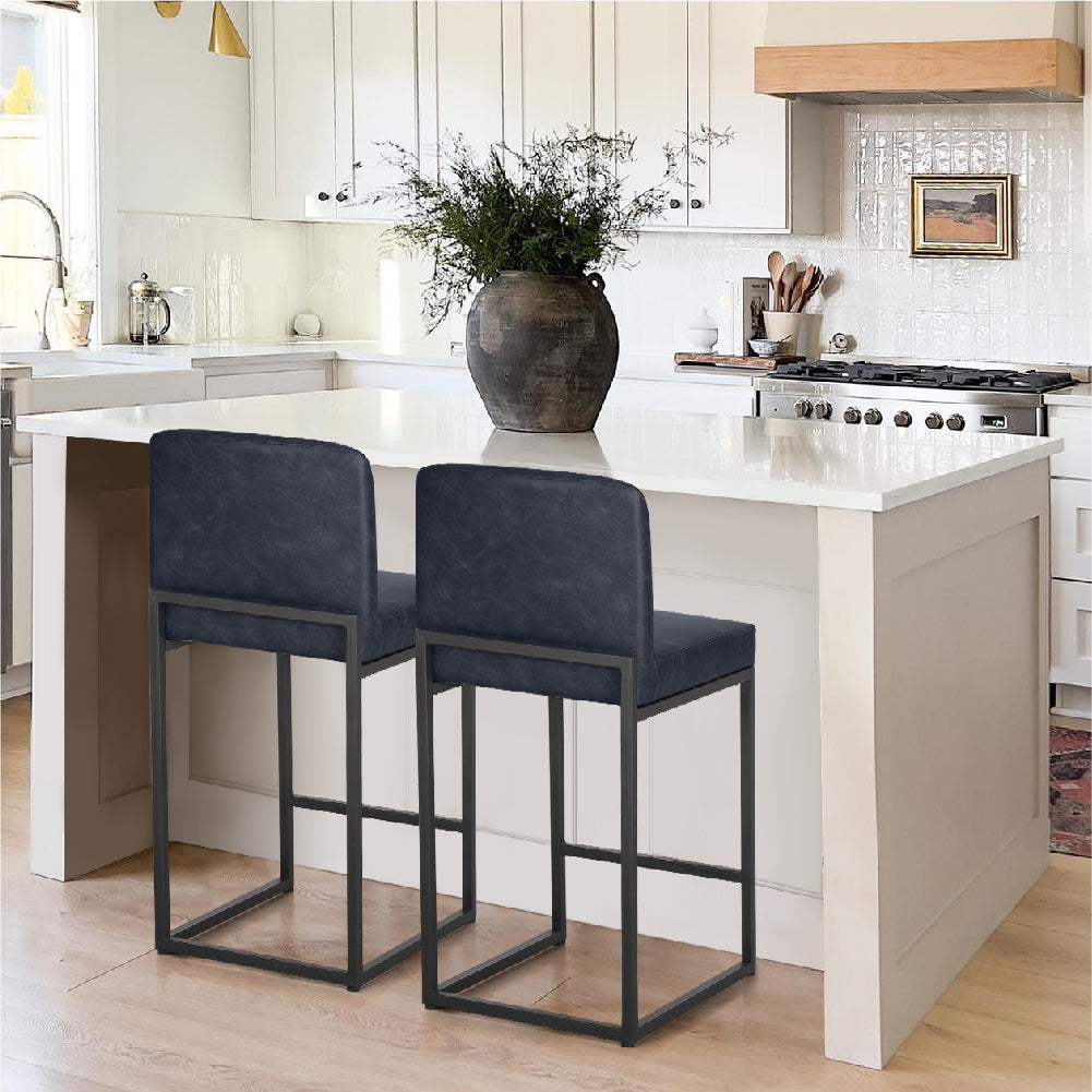 Sophia & William Counter Height Bar Stools with High Backrest Set of 2 Comfortable Modern Counter Stools for Kitchen & Home, Black