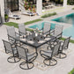 Sophia & William 9 Piece Outdoor Patio Dining Set Textilene Chairs and 60" Square Table Furniture Set, Gray