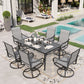 Sophia & William 7 Piece Outdoor Patio Dining Set Highback Textilene Swivel Chairs and Metal Table Furniture Set for 6, Gray