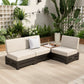 Sophia & William 4Pcs Patio Outdoor Furniture Set Sectional Armless Conversation Set with Woodgrain Side Table, Beige