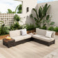 Sophia & William 6Pcs Patio Outdoor Furniture Set Sectional Armless Conversation Set with Woodgrain Side Table & Cushion, Beige