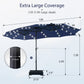 Alpha Joy 15ft Extra Large Outdoor Patio Double-Sided Umbrella with Solar Lights & Umbrella Base, Navy Blue