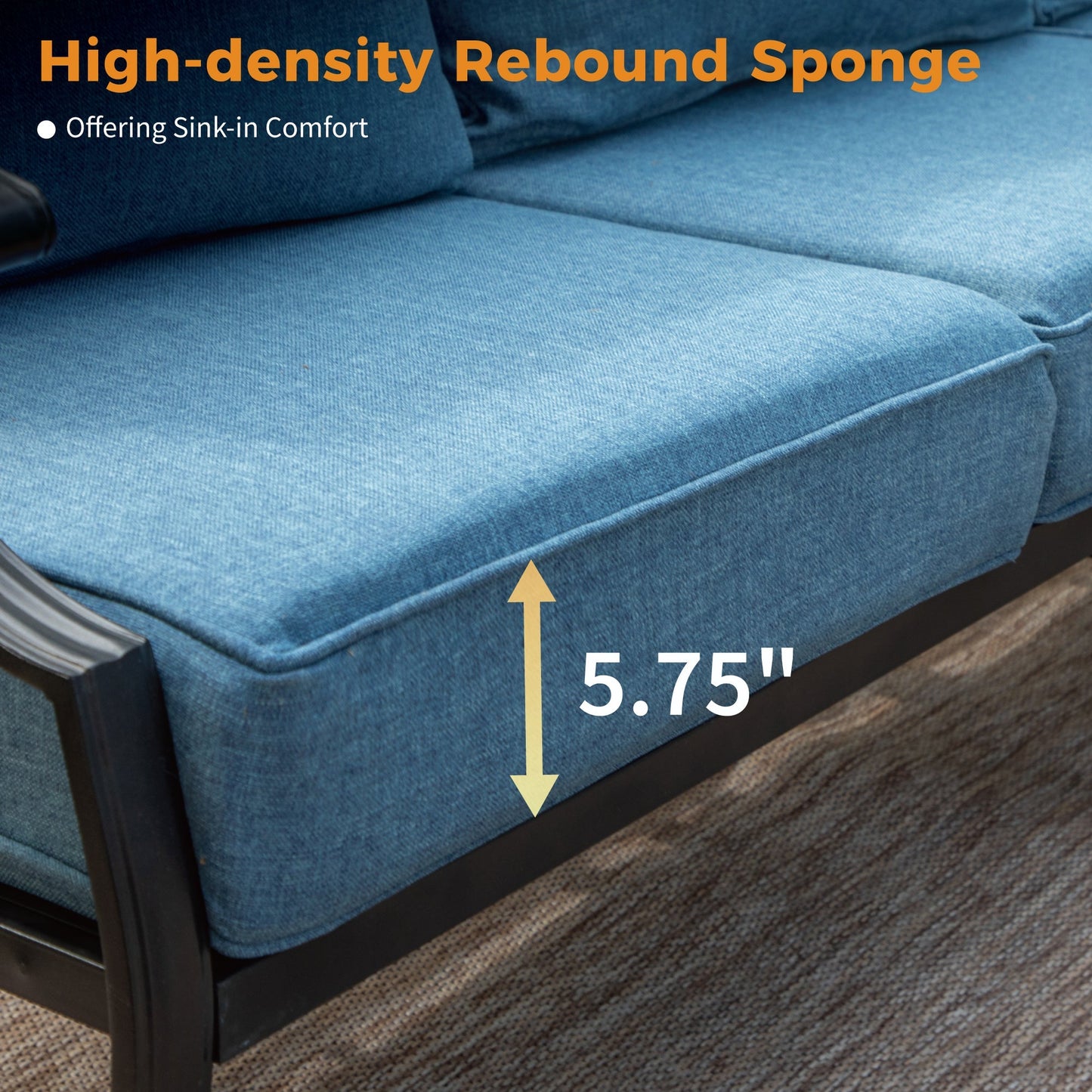 Sophia&William 7 Seat Patio Conversation Set Outdoor Sofa Furniture Set with Marble Table & Ottomans, Navy Blue