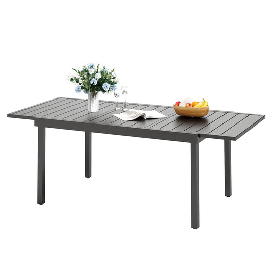 Sophia & William 6-8 People Metal Extendable Outdoor Dining Table 84" Retangular Patio Table, Black