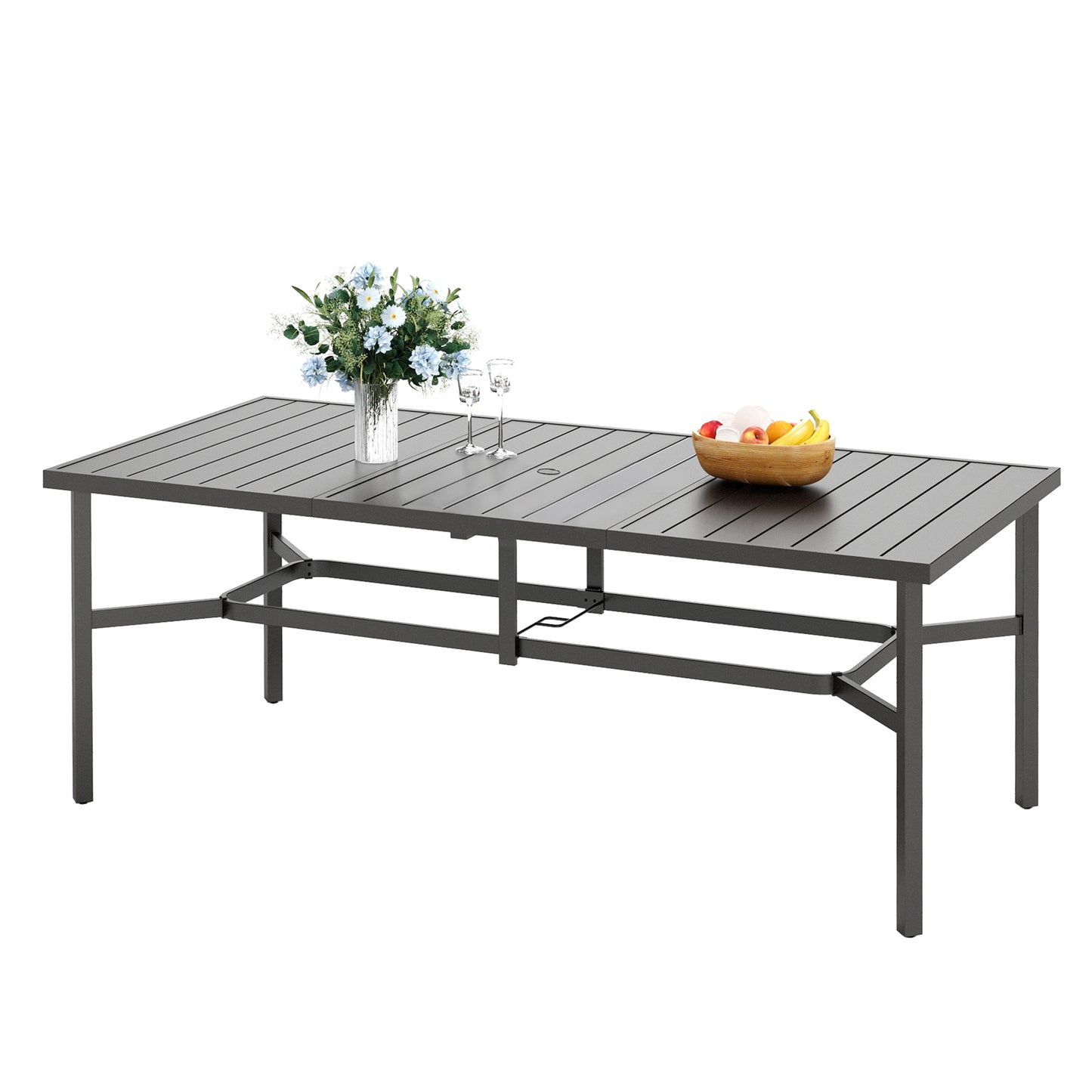 Sophia & William 83" Metal Outdoor Dining Table Patio Retangular Table for 8, Black
