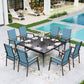 Sophia&William 9-Piece Outdoor Patio Dining Set Textilene Chairs & 60" Square Table Furniture Set, Blue