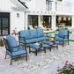 Sophia&William 7 Seat Patio Conversation Set Outdoor Sofa Furniture Set with Ottomans, Navy Blue