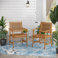 Sophia & William 2-Piece Acacia Wood Patio Dining Chairs with Hand-woven Rattan Seat & Back, Outdoor Patio Armchairs