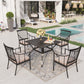 Sophia&William 5-Piece Outdoor Patio Dining Set Metal Padded Chairs and Table Set with Beige Cushions