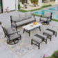 Sophia&William 7 Seat Patio Furniture Set Outdoor Conversation Set Metal Sofa with Multi-Ottomans & Swivel Chairs, Gray