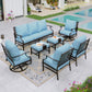 Sophia&William 9 Seat Patio Conversation Set Outdoor Sofa Furniture Set with Ottomans, Blue