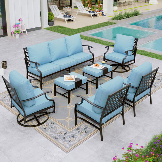 Sophia&William 9 Seat Patio Conversation Set Outdoor Sofa Furniture Set with Ottomans, Blue