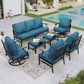 Sophia&William 9 Seat Patio Conversation Set Outdoor Sofa Furniture Set with Ottomans, Pacific Blue