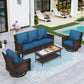Sophia & William 4 Pieces Patio Furniture Set with Swivel Chairs 5-Seat Wicker Outdoor Conversation Set with Thickened Cushions