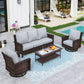 Sophia & William 4 Pieces Patio Furniture Set with Swivel Chairs 5-Seat Wicker Outdoor Conversation Set with Thickened Cushions