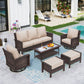 Sophia & William 6 Pieces Outdoor Furniture Set with Swivel Chairs 7-Seat Wicker Patio Conversation Set with Thickened Cushions