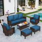 Sophia & William 6 Pieces Outdoor Furniture Set with Swivel Chairs 7-Seat Wicker Patio Conversation Set with Thickened Cushions