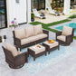 Sophia & William 5 Pieces Patio Furniture Set with Swivel Chairs 7-Seat Wicker Outdoor Conversation Set with Thickened Cushions
