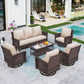 Sophia & William 6 Pieces Patio Furniture Set with Swivel Chairs 7-Seat Wicker Outdoor Conversation Set with Thickened Cushions