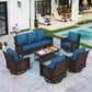 Sophia & William 6 Pieces Patio Furniture Set with Swivel Chairs 7-Seat Wicker Outdoor Conversation Set with Thickened Cushions
