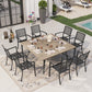 Sophia & William 9 Piece Outdoor Metal Patio Dining Set 57.5inch Wooden-like Square Table and Stackable Chairs Furniture Set for 8