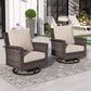 Sophia & William Outdoor Patio Wicker Swivel Chairs Set of 2 with 5.5" Thick Cushions, Beige