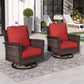 Sophia & William Outdoor Patio Wicker Swivel Chairs Set of 2 with 5.5" Thick Cushions, Red