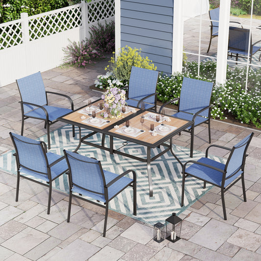 Sophia & William 7 Piece Outdoor Dining Set with Textilene Chairs and Rectangular Table