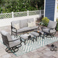Alpha Joy 5 Piece Outdoor Patio Furniture Set Metal Conversation Set with Swivel Sofa Chairs & Ottomans, Gray