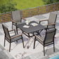 Alpha Joy Outdoor Patio Dining Set with 37 Square Metal Table & Textilene Chairs for 4, Gray