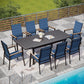 Alpha Joy Outdoor Patio Dining Set with 84 Expandable Table & Textilene Chairs for 8, Blue