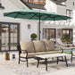 Alpha Joy 13x6.5ft Double-Sided Extra Large Outdoor Patio Market Rectangle Umbrella with Crank Handle, Mint