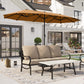 Alpha Joy 13x6.5ft Double-Sided Extra Large Outdoor Patio Market Rectangle Umbrella with Crank Handle, Tawny