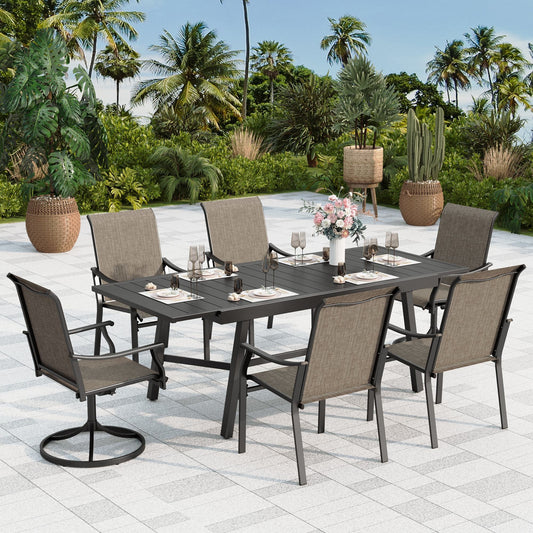 Sophia & William 7-Piece Outdoor Patio Dining Set Fixed & Swivel Textilene Chairs and Extendable Table Set for 6