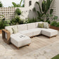 Sophia & William 6 Pieces Wicker Patio Furniture Set 6-Seat Outdoor Cushioned Conversation Set with Ottomans, Yellow-Brown & Beige