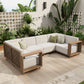 Sophia & William 6 Pieces U-shaped Wicker Patio Furniture Set 6-Seat Outdoor Cushioned Conversation Set, Yellow-Brown & Beige