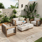 Sophia & William 6 Pieces Wicker Patio Furniture Set 6-Seat Outdoor Cushioned Conversation Set with 2 Sofa Chairs, Yellow-Brown & Beige