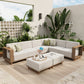 Sophia & William 8 Pieces L-shaped Wicker Patio Furniture Set 8-Seat Outdoor Cushioned Conversation Set, Yellow-Brown & Beige