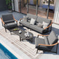 Sophia&William 5 Pieces Outdoor Patio Furniture Set Luxury Metal Conversation Set with 29.5" Deep Seats Reclined Lounge Chairs & Modular Coffee Tables & 6.3" Cushions, Gray