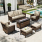 Sophia & William 6 Pieces Patio Furniture Set with 56" Fire Pit Table Wicker Outdoor Conversation Set with 5.5" Thickened Cushions