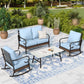 Sophia & William 4 Seat Patio Conversation Set,Outdoor Furniture Set with Rocking Chairs & Loveseat, Blue