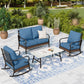 Sophia & William 4 Seat Patio Conversation Set,Outdoor Furniture Set with Rocking Chairs & Loveseat, Pacific Blue