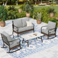 Sophia & William 4 Seat Patio Conversation Set,Outdoor Furniture Set with Rocking Chairs & Loveseat, Gray