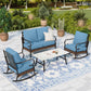 Sophia & William 4 Seat Patio Conversation Set,Outdoor Furniture Set with Rocking Chairs & Loveseat, Navy Blue
