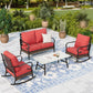 Sophia & William 4 Seat Patio Conversation Set,Outdoor Furniture Set with Rocking Chairs & Loveseat, Red